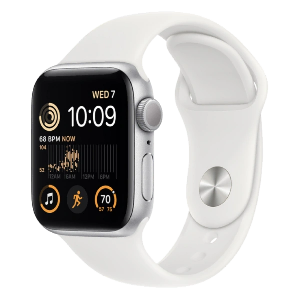 Apple Watch Series SE 2 44mm Silver Aluminum Case with White Sand Sport Band