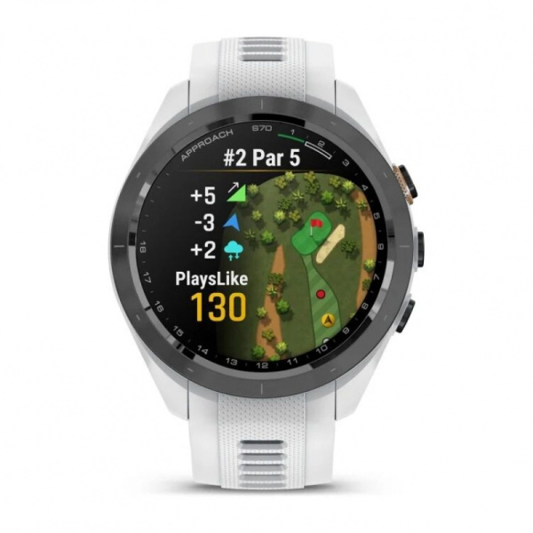 Часы Garmin APPROACH S70 42mm BLACK CERAMIC BEZEL WITH WHITE  SILICONE BAND