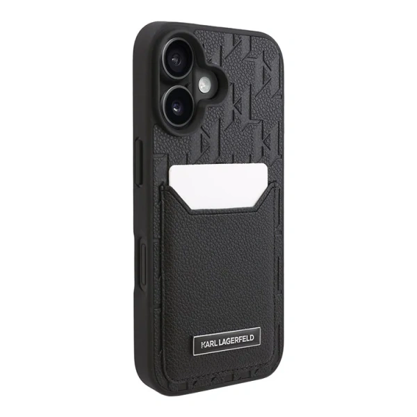 Lagerfeld для iPhone 16 чехол Cardslot PU Grained Monogram with Pocket Hard Black