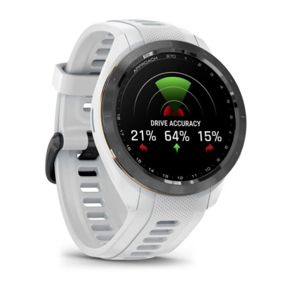 Часы Garmin APPROACH S70 42mm BLACK CERAMIC BEZEL WITH WHITE  SILICONE BAND