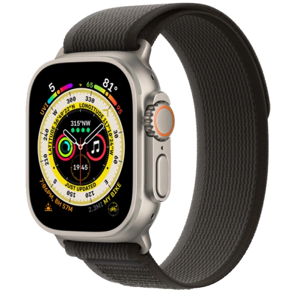 Apple Watch Series Ultra 49mm Titanium Case with Black Trail Loop M/L